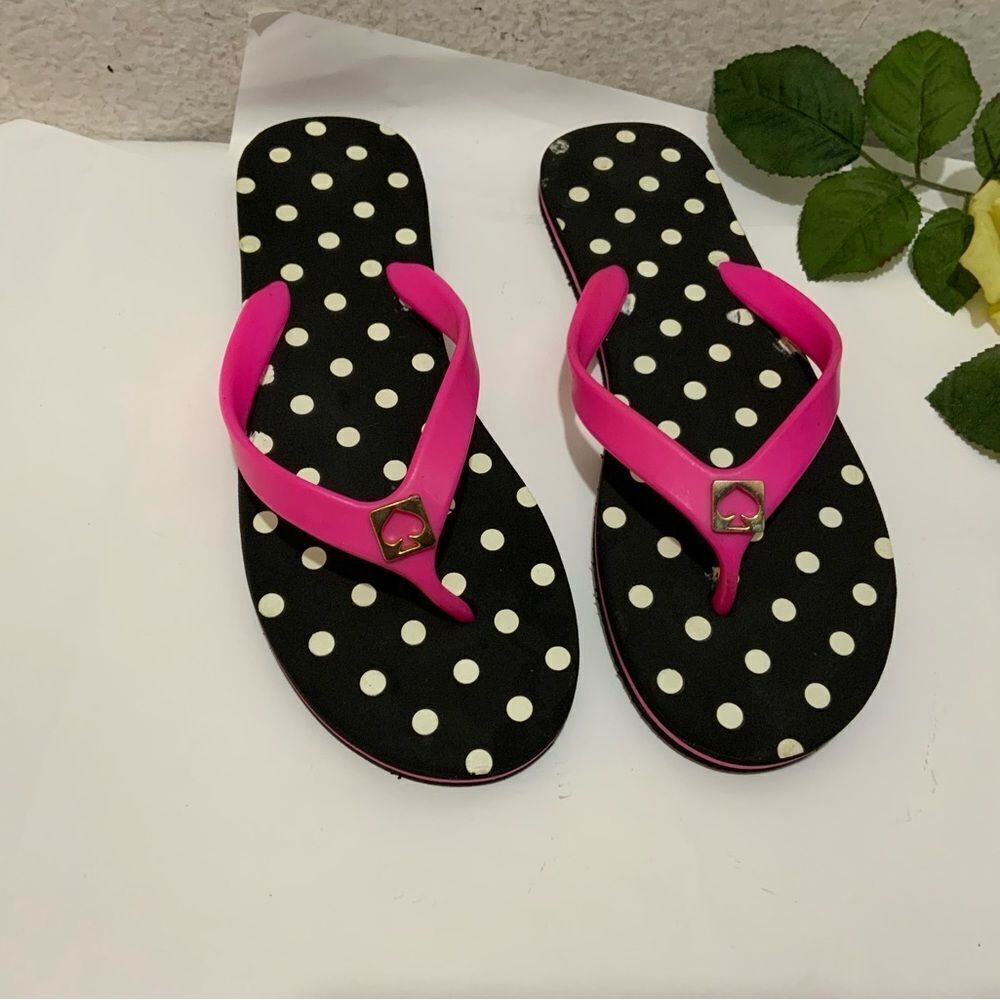 Kate Spade Black and White Polka Dot Flipflop Sandals size 7-8